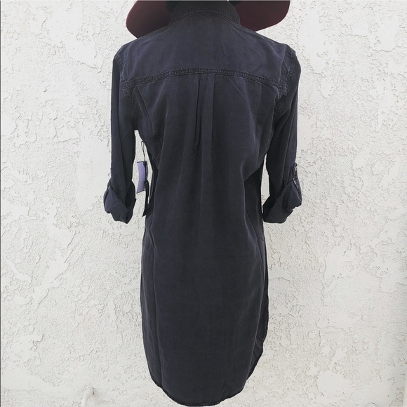 NEW ❤️ NORDSTROM Black Denim Chambray Shirt Dress - Picture 3 of 5